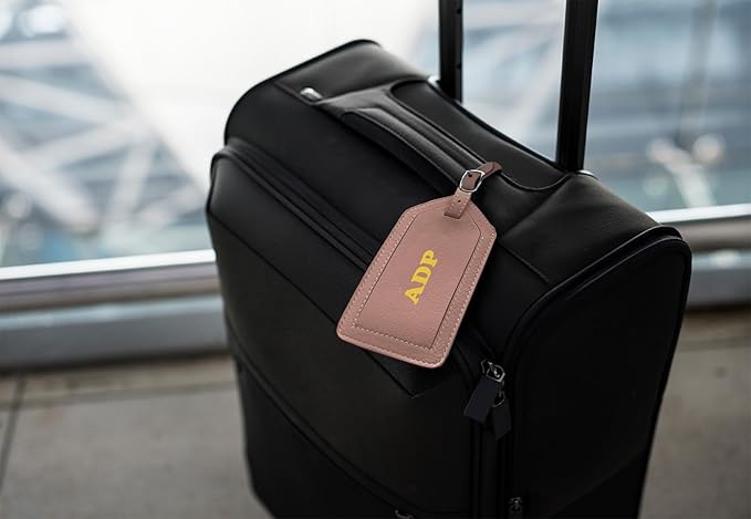 Personalized Monogrammed Blush Leather RFID Passport Wallet and Luggage Tag