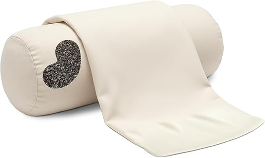 Organic Cotton Neck Roll Pillow with Pillowcase – Organic Buckwheat Filled Soft Neck Pillow with Breathable and Durable Fabric Washable Protector – Supportive for Deep Sleep – Made in USA, 6" x 16"