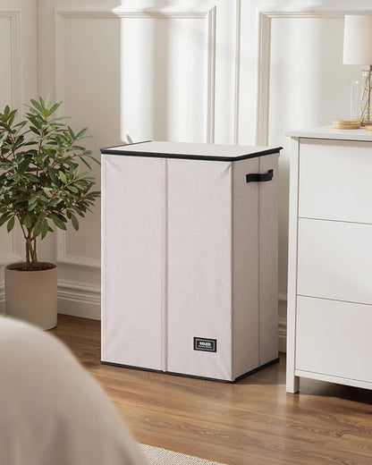 SOLEDI Laundry Hamper with Lid 130L Large & Tall Collapsible Laundry Basket, Clothes Hamper with Bag Removable Easy to Carry, Dirty Hampers for Bedroom, Bathroom, Dorm, College, Light taupe