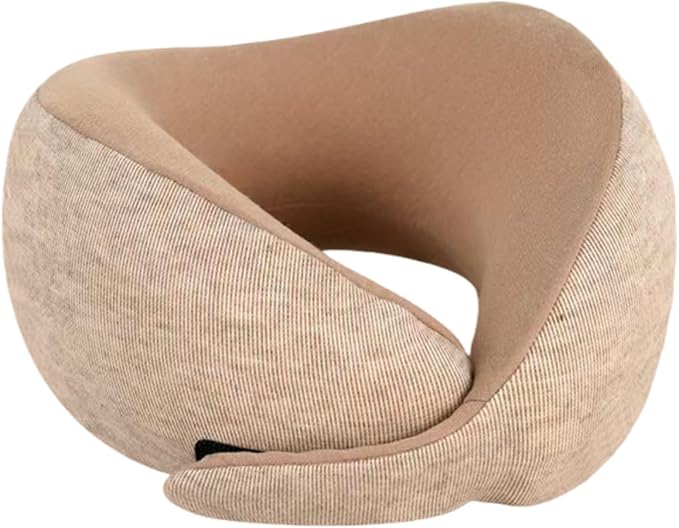 Travel U-Shaped Airplane Pillow,Kids Memory Foam Travel Neck Pillow, 360° Support, Foldable，Suitable for Commuting, Flying, Working, and Living at Home (Khaki)