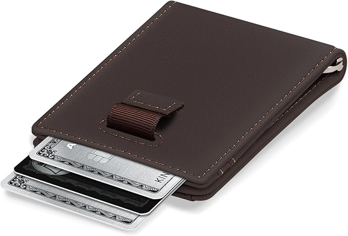 Kings Loot Money Clip Slim Minimalist Wallet for Men – RFID Blocking Leather Design with Money Clip – Front Pocket Bifold Holds 12 Cards – Stylish & Compact Wallets (Truffle/Engraved)