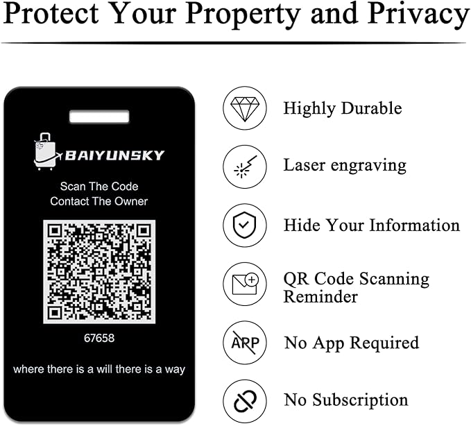 Smart Luggage Tags for Suitcases, 4 Pack QR Code Security Information Luggage Tag, Steel Ring, Waterproof Easy Identify Personalized Luggage Tags, No App or Subscription Needed (4 Colours)