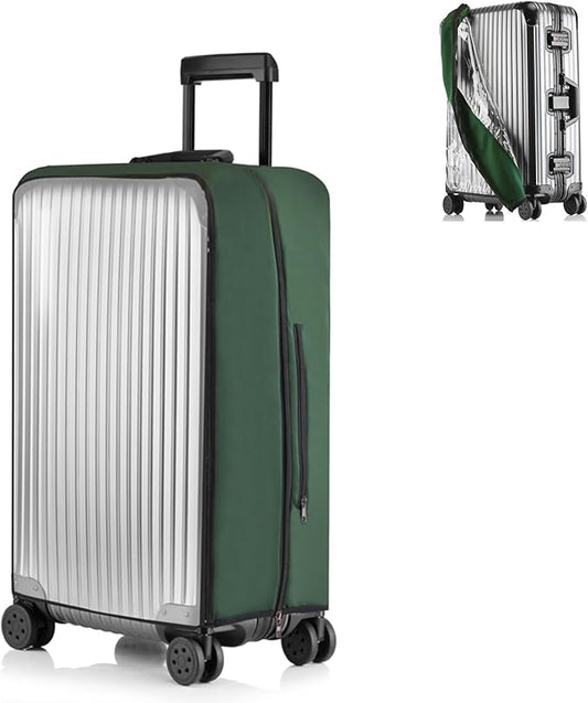 No Disassembly Suitcase Covers for Luggage - 24 Inch Clear Luggage Cover Protector, Green PVC Luggage Protector Suitcase Cover