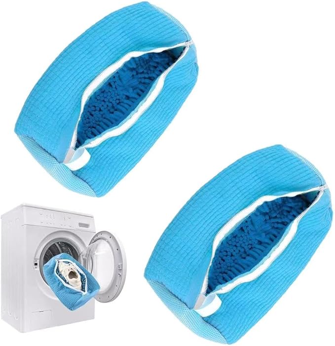 Shoe Laundry Bags for Washing Machine, 2 Pcs Shoe Washing Bag, Laundry Shoe Bag for Washer and Dryer, Reusable Shoe Washing Bags Shoe Washing Machine Bag (Blue-2Pcs)