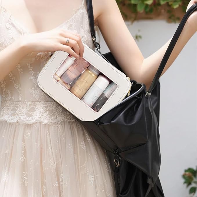 Clear Makeup Bag Set, Travel Makeup Case Clear Cosmetic Travel Bag Small Makeup Organizer Mini Make Up Pouch for Purse Waterproof Toiletry Bag Portable Car Essentials Car Organizer