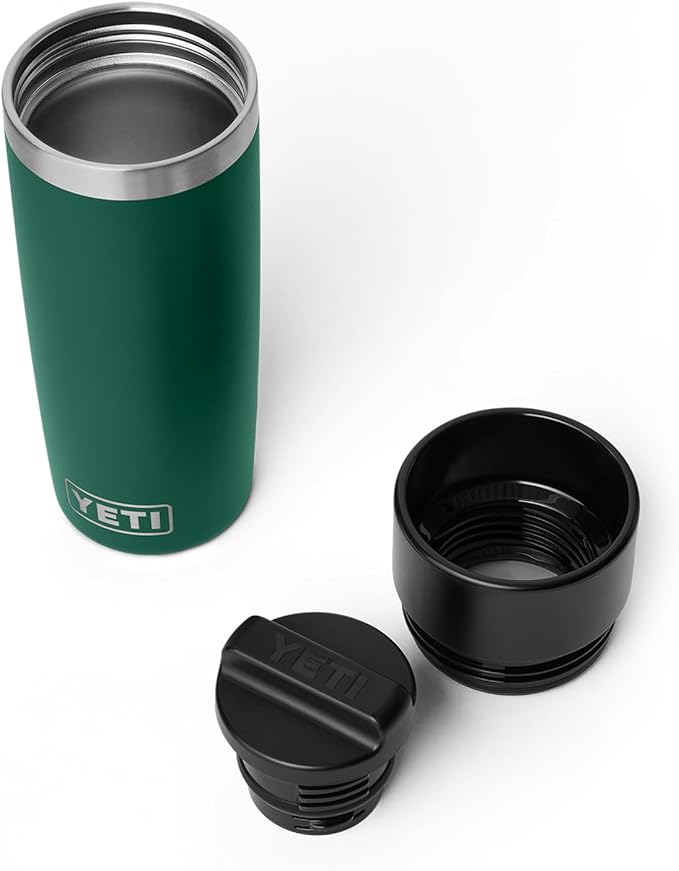 YETI Rambler 16 oz Travel Bottle, Stainless Steel, Vacuum Insulated with Leakproof Commuter Cap, Black Forest Green