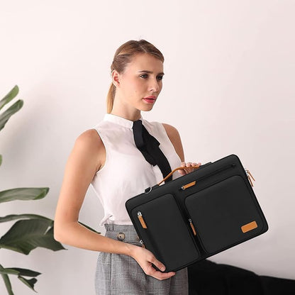 MOSISO 360 Protective Laptop Shoulder Bag,17-17.3 inch Computer Bag Compatible with MacBook, HP, Dell, Lenovo, Asus Notebook,Side Open Messenger Bag with 4 Zipper Pockets&Handle, Black