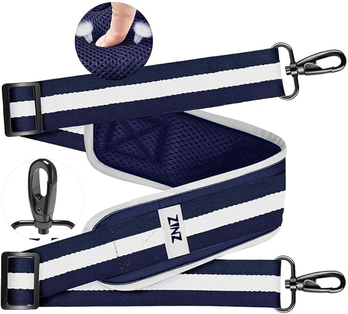 ZINZ Ultra-Thick Fixed Pad Shoulder Strap 76-inch Universal Bag Strap with Breathable Cushion and Dual Balanced Adjustable Buckles for Laptop Bag Luggage Messenger Bag Crossbody etc -Stripe-BuWBu