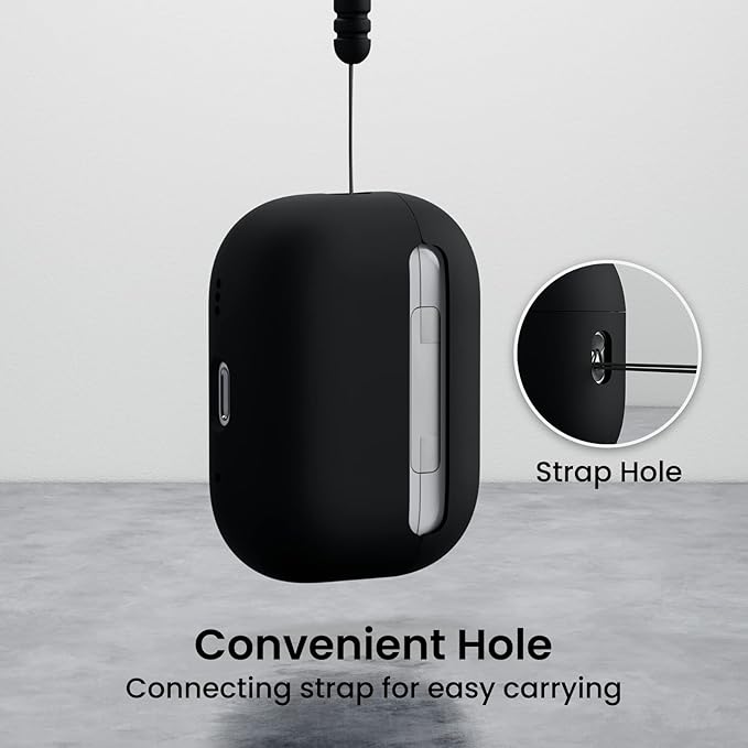 ORNARTO Compatible with AirPods Pro 2 Case 2022, Full Protective Hybrid Silicone for AirPods Pro 2nd Generation Case, Front LED Visible Skin Cover-Black