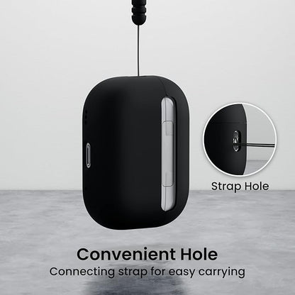 ORNARTO Compatible with AirPods Pro 2 Case 2022, Full Protective Hybrid Silicone for AirPods Pro 2nd Generation Case, Front LED Visible Skin Cover-Black