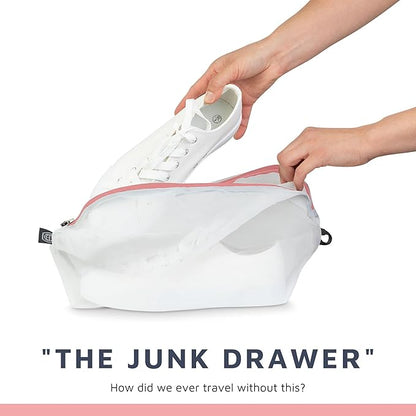 Large Packing Cube Set with See Through Mesh- Compression Packing Cubes Travel Organizers by TRIPPED Travel Gear (Dusty Rose)