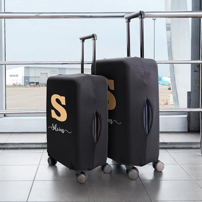 Personalised Name Luggage Cover Custom Thick Elastic Luggage Protector Scratch-Resistant with Initials Fits 18-32 Inch Suitcase Gift for Traveler