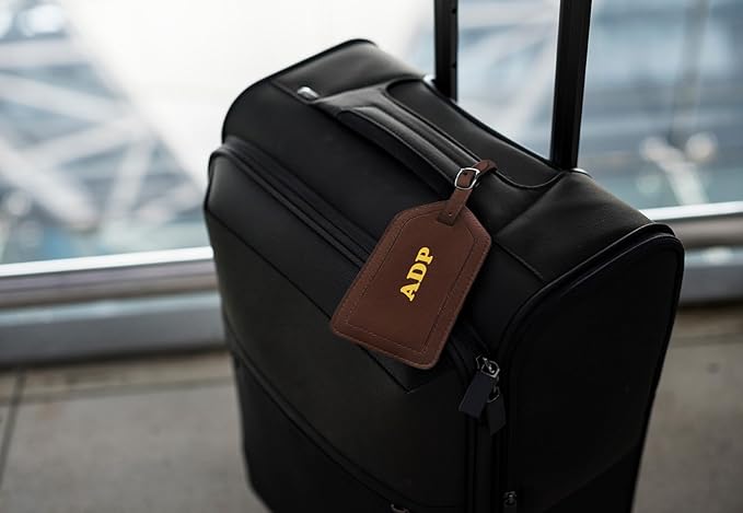 Personalized Monogrammed Toffee Leather RFID Passport Wallet and Luggage Tag