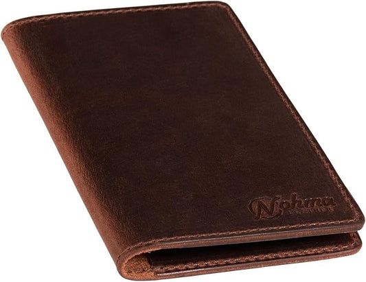 Passport Cover – Handmade Vintage Leather Travel Wallet Fits Standard Passports & 3.5" x 5.5" Pocket Notebooks – Slim Passport Holder with 2 Card Slots & Interior Pocket (Vintage Brown)