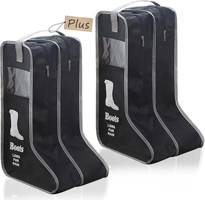 Upgraded 2 Pack Portable Boots Storage Bag, Black Shoe Bags for Storage and Travel Dust Proof Travel Shoe Bags for Packing (Extra Large, 57 * 34 * 30)