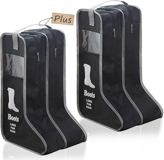 Upgraded 2 Pack Portable Boots Storage Bag, Black Shoe Bags for Storage and Travel Dust Proof Travel Shoe Bags for Packing (Extra Large, 57 * 34 * 30)