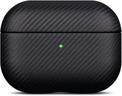 LOPIE Handmade AirPods Pro 2nd Generation Case (Not for 1st Gen) - Carbon Fiber Style Vegan Leather Protective Cover for Men/Women - Black