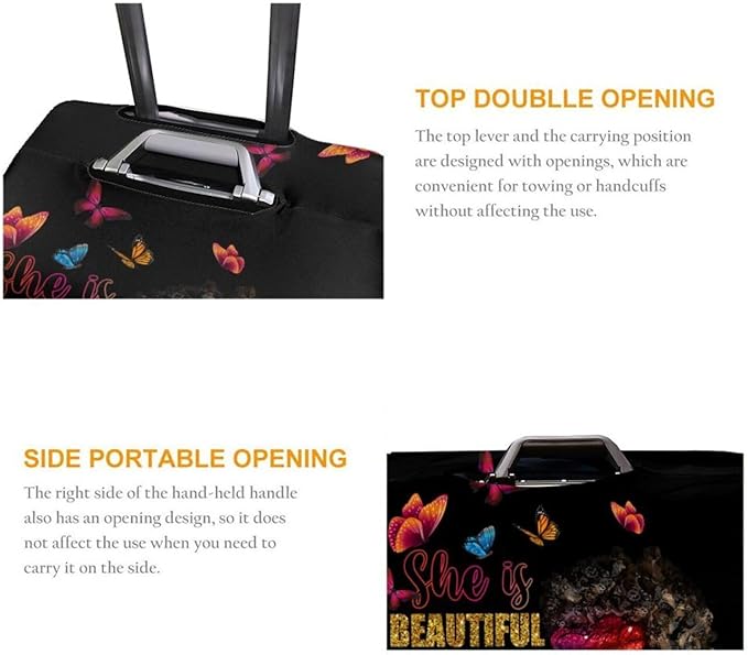 Travel Suitcase Protector African American Girl Elastic Protective Washable Luggage Cover With Concealed Zipper Suitable For 18-32 Inch(XL (for 29-32 inch luggage))