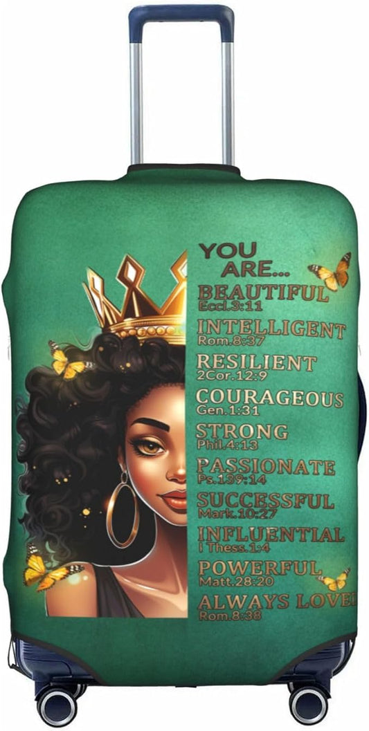 Suitcase Protector Cover - TSA Approved Luggage Cover - Washable, Anti-scratch - Medium, African American Woman