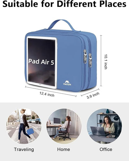 MATEIN Cable Organizer Bag, Large Travel Tech Organizer Water Resistant Electronic Accessories Case with Handle for Tablet, Cables, USB, Hard Drive, Double Layers Travel Gift for Men and Women, Blue