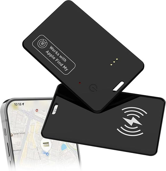 2-Pack Wallet Tracker Card for Apple Find My(iOS Only), Rechargeable Thin Finder with Wireless Charging - Portable Item Locator for Keys, Luggage, Passports and Bags