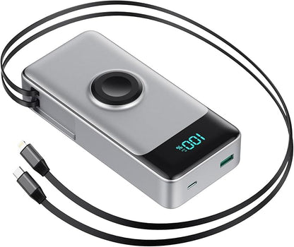 5-in-1 Portable Charger for iPhone,40800mAh Power Bank Built-in Retractable Cable and iWatch Charger,25W PD QC4.0 Fast Charging Battery Pack,Travel Essential Phone Charger for iPhone 17/16/15,Android