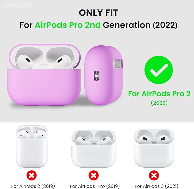 ORNARTO Compatible with AirPods Pro 2 Case 2022, Full Protective Hybrid Silicone for AirPods Pro 2nd Generation Case, Front LED Visible Skin Cover-Cherry Blossom