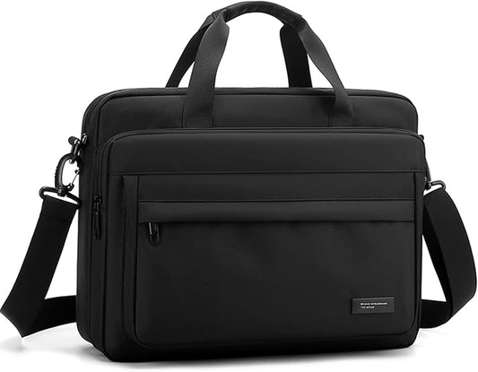 natyrlpog Laptop Bag 15.6 Inch Briefcase for Men Women Waterproof Nylon Lightweight, Shoulder Computer Messenger Handbag for Business Office Work Travel College Black