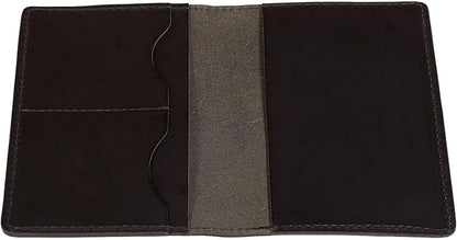 Passport Cover – Handmade Vintage Leather Travel Wallet Fits Standard Passports & 3.5" x 5.5" Pocket Notebooks – Slim Passport Holder with 2 Card Slots & Interior Pocket (Black)