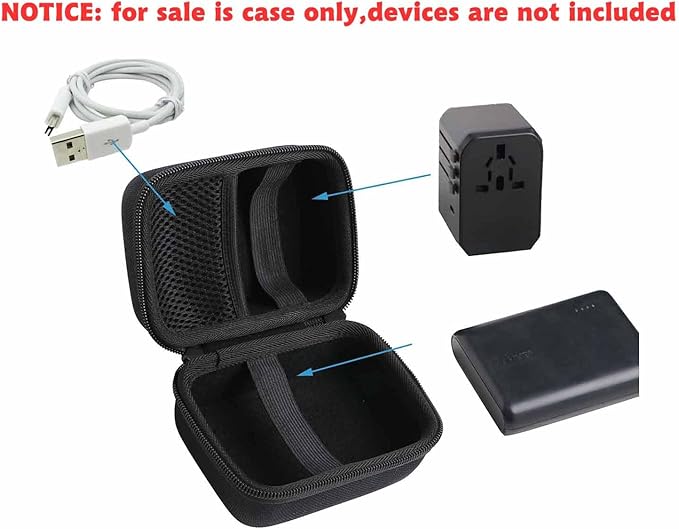 Travel Charging Accessories Storage Kit - Hard Protective Case Fits Power Bank, Power Adapter & Data Cables(Case Only)