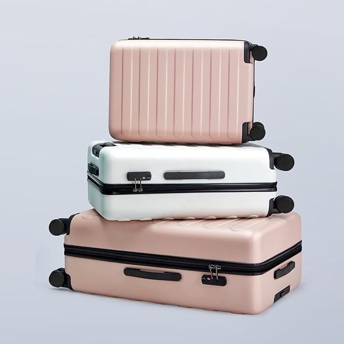 NINETYGO Large Checked Luggage 28 Inch, Checking In Luggage with Smooth Spinner Wheels, Lightweight, Hard Shell PC Suitcase, Lightweight Travel Luggage, TSA Approved (Pink, Rhine Basic)