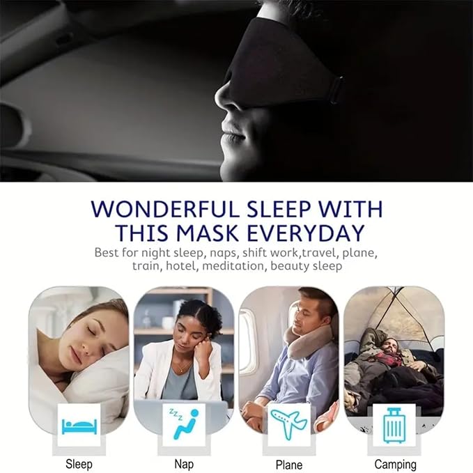100% 6A Mulberry Silk Eye Sleep Mask for Side Sleepers-FSA Eligible Blackout Eye Mask for Sleep, Reduces Migraines & Puffy Eyes, Travel Office Airplane Use, Ideal Gift for Women & Men