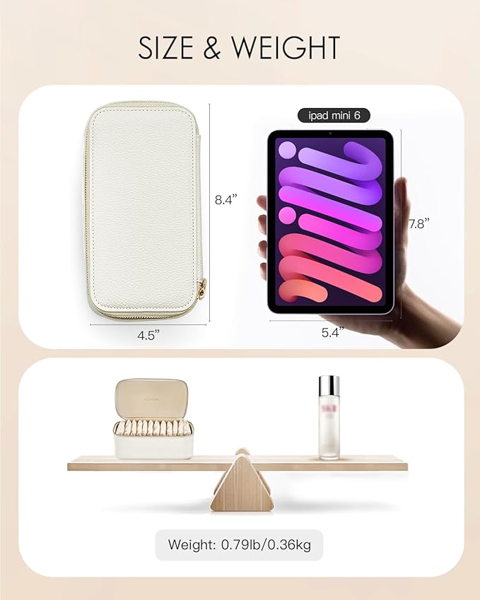 Vlando Jewelry Box with 12 Velvet Jewelry Pouch Jewelry Travel Organizer for Women Girl Jewelry Case Necklace Rings Earrings Bags Christmas Gifts Wedding Gifts Mothers Day Gifts (White)