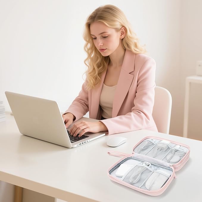 Skycase Tech Pouch - Lightweight Electronics Organizer Travel Case, Double Layers Travel Cable Organizer, All-in-One Storage Bag for Charger, Cord, Phone, Flash Drive, Accessories