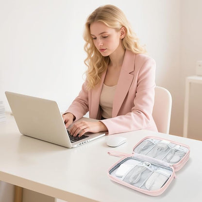 Skycase Tech Pouch - Lightweight Electronics Organizer Travel Case, Double Layers Travel Cable Organizer, All-in-One Storage Bag for Charger, Cord, Phone, Flash Drive, Accessories