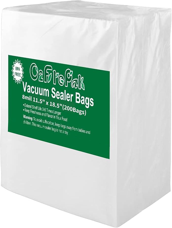 O2frepak Large Gallon 8mil 11.5" x 18.5" Thick Vacuum Sealer Bags with BPA Free and Puncture Prevention,Vacuum Seal Freezer Bags,Great for Sous Vide Vaccume Sealer PreCut Bags