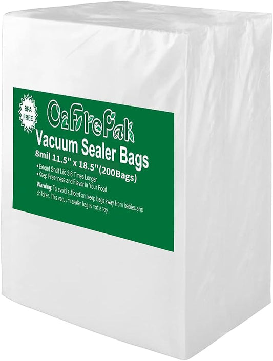 O2frepak Large Gallon 8mil 11.5" x 18.5" Thick Vacuum Sealer Bags with BPA Free and Puncture Prevention,Vacuum Seal Freezer Bags,Great for Sous Vide Vaccume Sealer PreCut Bags