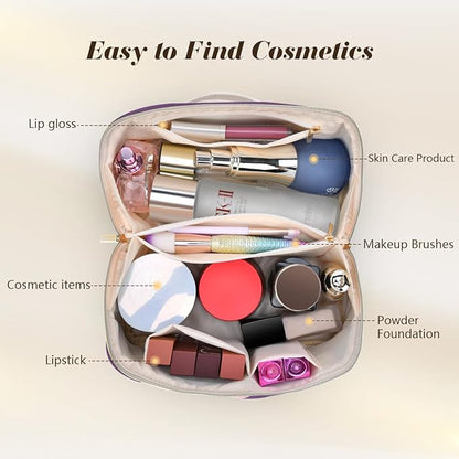 Personalized Initial Makeup Bag,Christmas Gifts for Girl,Preppy Bag Cosmetic Travel Bag Women,Travel Toiletry Organizer,Large Capacity Corduroy Stuff Bag,Cute Cosmetic Pouch Skincare Bag-U