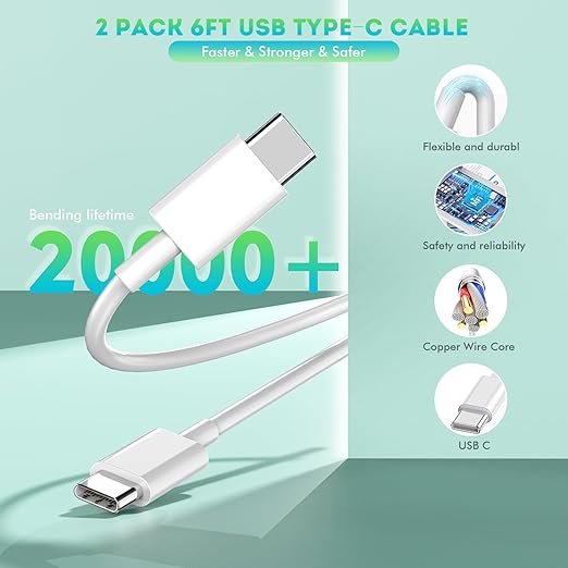 iPhone 16 15 Charger Fast Charging,6FT Type C to USB C Cable Cord,20W USB C Charging Block for Apple iPhone 16/16 Plus/iPhone 15 Plus/15 Pro Max,iPad Pro 12.9/11 inch/Air/Mini,Wall Plug Power Adapter