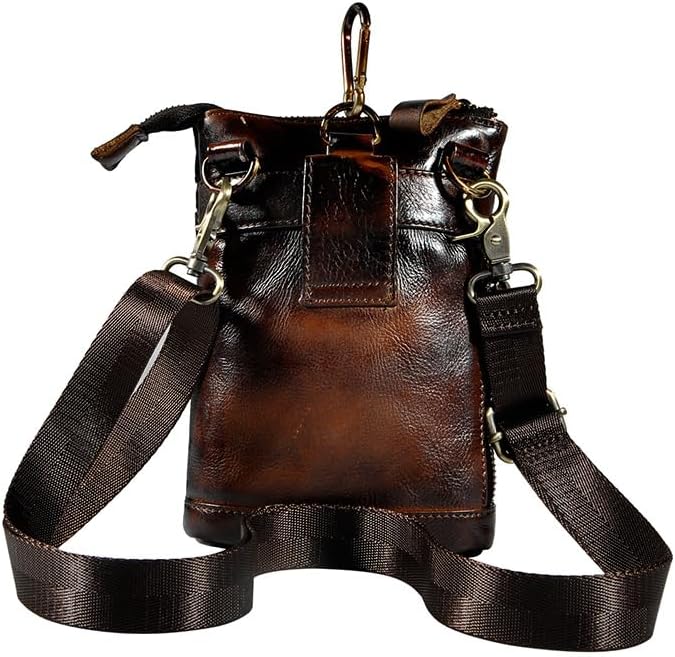 Versatile Cowhide Small Messenger Bag for Men Genuine Leather Waist Pack for Daily Use and Outdoor Activities