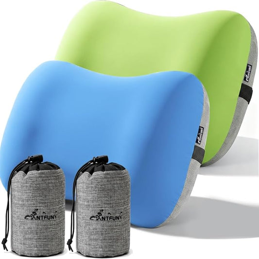 Antfuny 2 Packs Neck Pillow Inflatable for Travel Camp Beach Air Blow Up Kilos Gear Tanning Accessories Airplane Seat Cushion Lab Long Flight Essential Plane Flying Oversea Business Airline