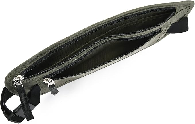 RFID Blocking Money Belt for Men Women, Slim Fanny Pack for Travel，Running,Conceal Waist Wallet for Passport Holder,Phone,Cash(Dark Olive Green)