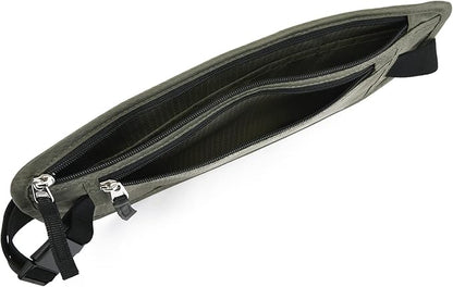 RFID Blocking Money Belt for Men Women, Slim Fanny Pack for Travel，Running,Conceal Waist Wallet for Passport Holder,Phone,Cash(Dark Olive Green)