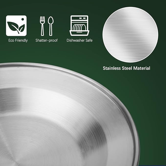 Stainless Steel Camping Cutlery Set - 8 Piece, Includes Spoons, Mugs, Bowls, Plates, Rags & Organizer Straps - Easy to Carry for Backpacking, Camping, Hiking and Picnics