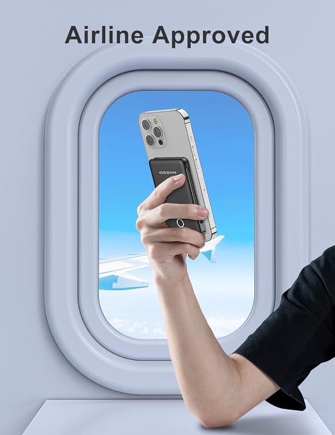 miisso 6000mah Ultra Slim Built in Cables Power Bank, Card Size Built in USB C Cords Battery Pack Portable Charger for Phones, 3 Output External Battery Pack Compatible with iPhone, Deep Black