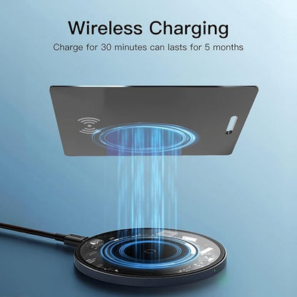 RAINDROPS 2025 Wallet Tracker Card, Ultra-Thin Wallet AirTag Card Works with Apple Find My, Wireless Charging Item Finder for Luggage, Passport, Bags (iOS Only, Black, 2 Pack)