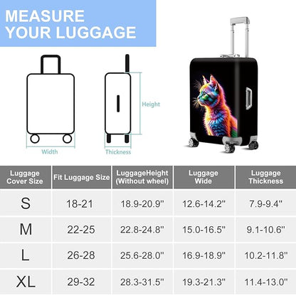 FOREVER QUEEN Colorful Cat Luggage Cover Suitcase Protector Suitcase Cover Anti-Scratch,Stretchable Bag Cover Washable Durable Polyester