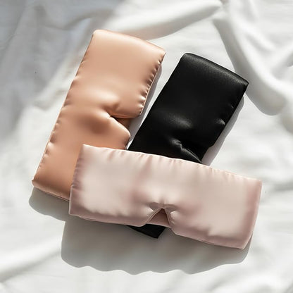 100% Mulberry Silk Sleep Mask, Eye Mask for Deep Sleep and Travel, Soft Breathable Eye Cover with Adjustable Headband (Black)