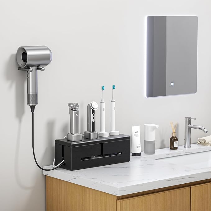 Large Cable Management Box-Stylish Wire Organizer, Wire Concealer and Wire Management Box-Wire Management Box with Protective Sleeve (Brown)