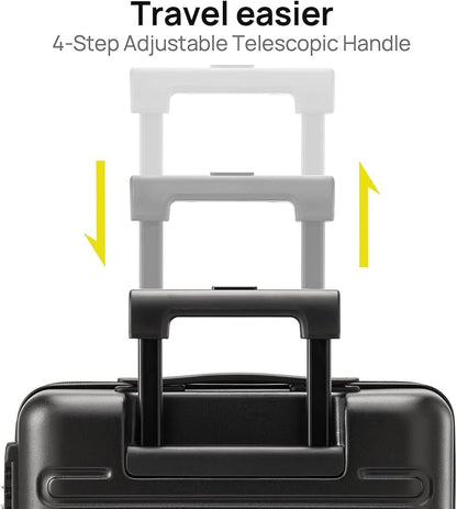 NINETYGO Large Checked Luggage 28 Inch, Checking In Luggage with Smooth Spinner Wheels, Expandable, Hard Shell PC+ABS Suitcase, Lightweight Travel Luggage, TSA Approved (Black, Andes)